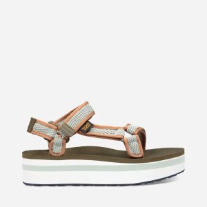 Teva Universal Mesh Print - Dámske Sandale Na Platforme - Olivovo Zelená/Biele